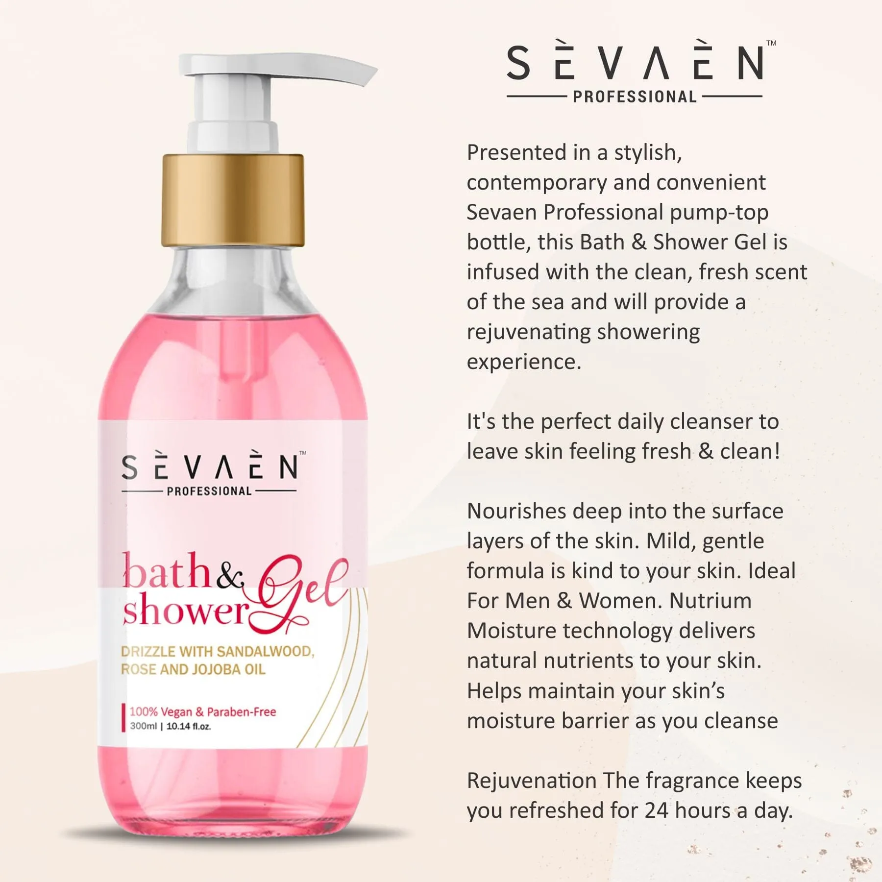 Bath & Shower gel Drizzle With Sandalwood,Rose and Jojoba Oil for man and woman