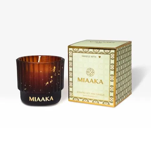 MIAAKA Graceful Twist Fluted Glass Jar Hand Poured Scented Candle Caffeine Serenade Fragrance